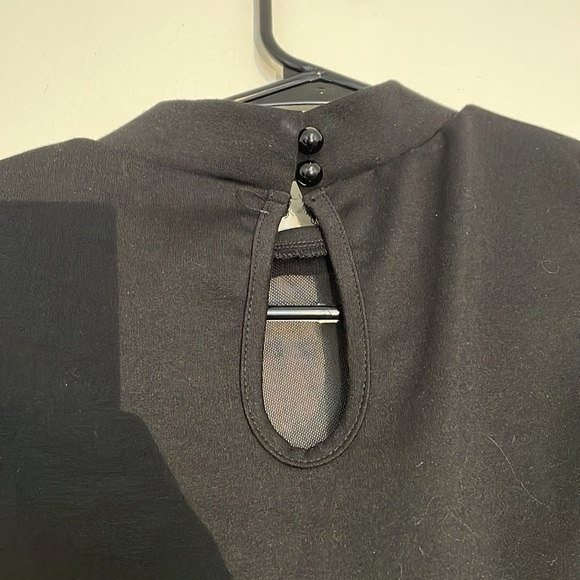 Black Cropped Mesh V-Neck Top - Picture 4 of 9